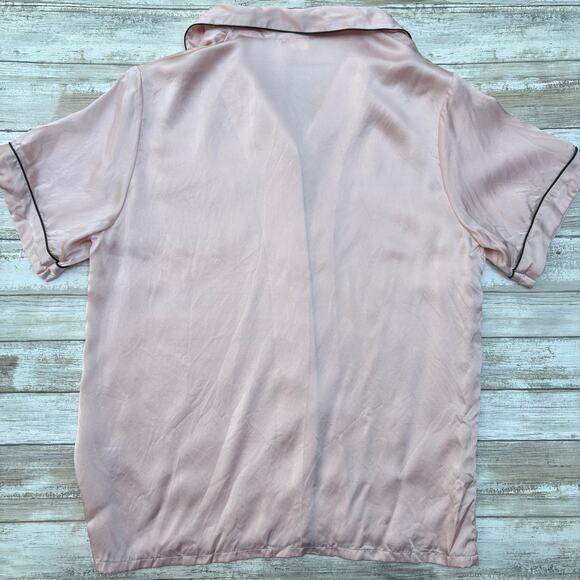 SilkSilky Pajama Set Sz Sm 2 Piece Button Up Pants Pastel Pink 200% Silk Luxury - Picture 6 of 16
